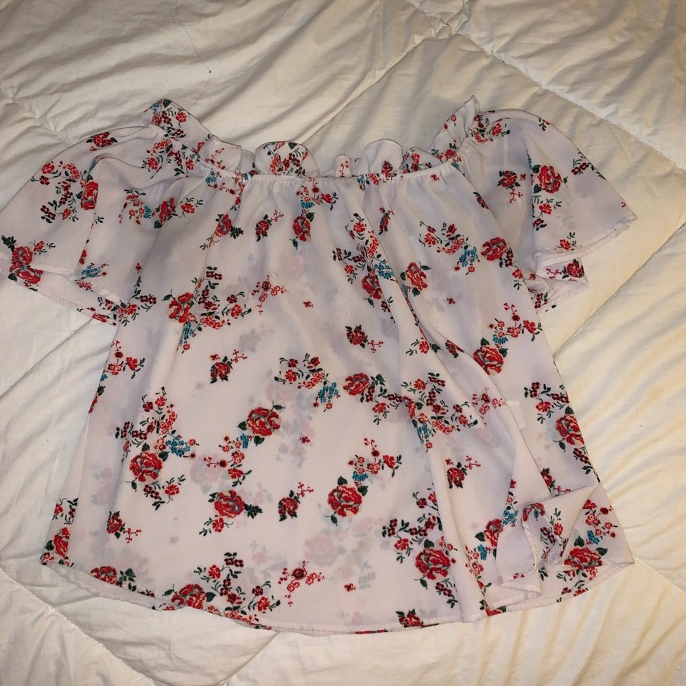 off the shoulder loose floral top